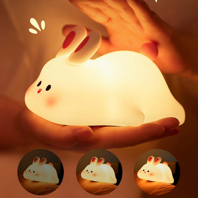 Lampka nocna Królik z silikonu: Delikatność i nocne bezpieczeństwo