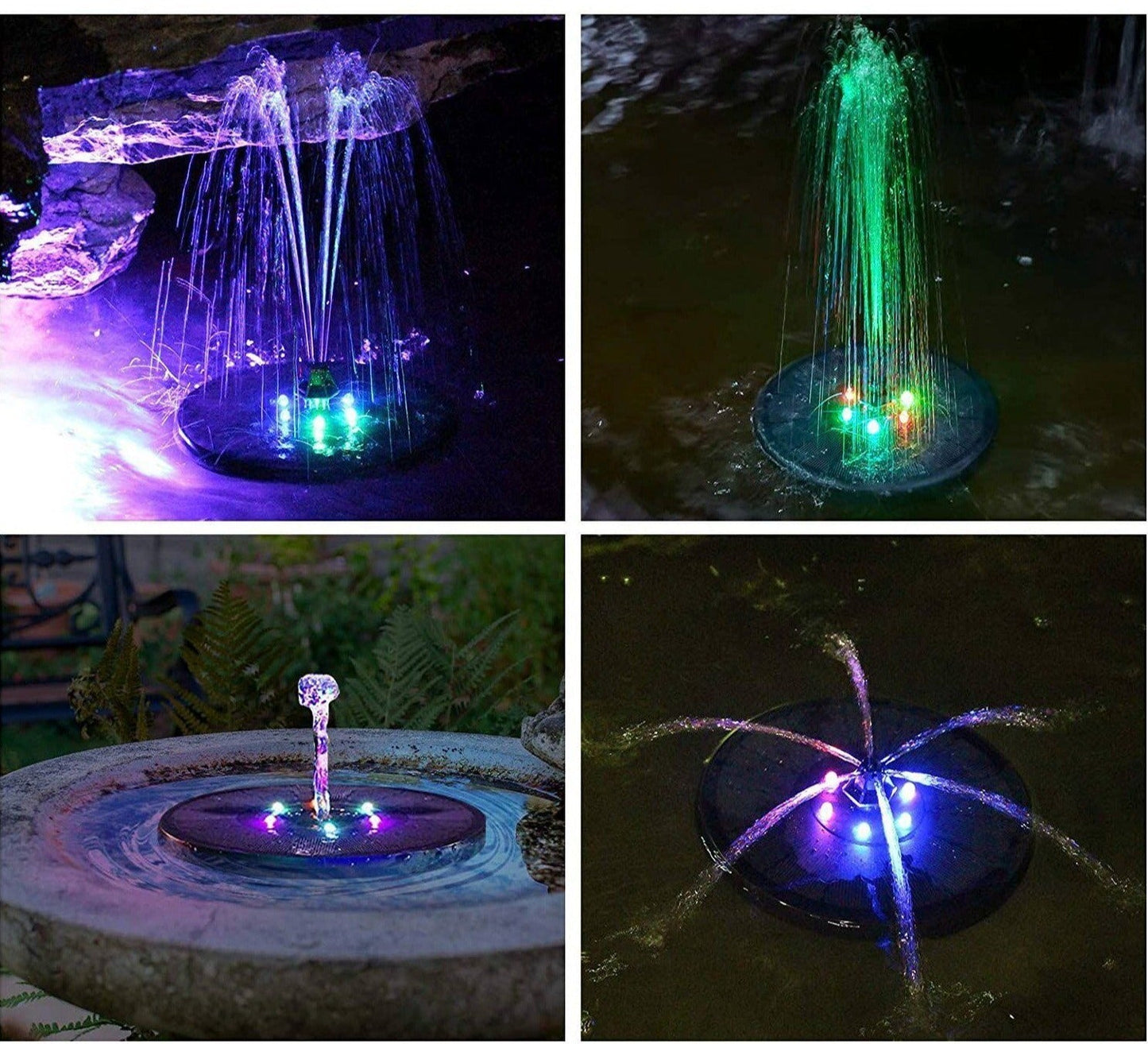 Viacfarebná LED solárna fontána